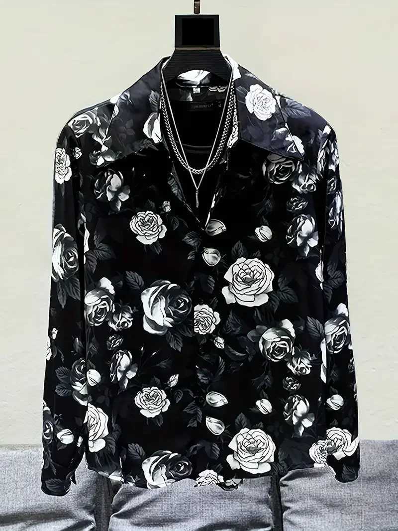 Long Sleeve Shirt Mens Black Series 3D Printed Fashion Casual Business Shirt Mens And Womens Oversized Breathable Lapel Shirt K251110