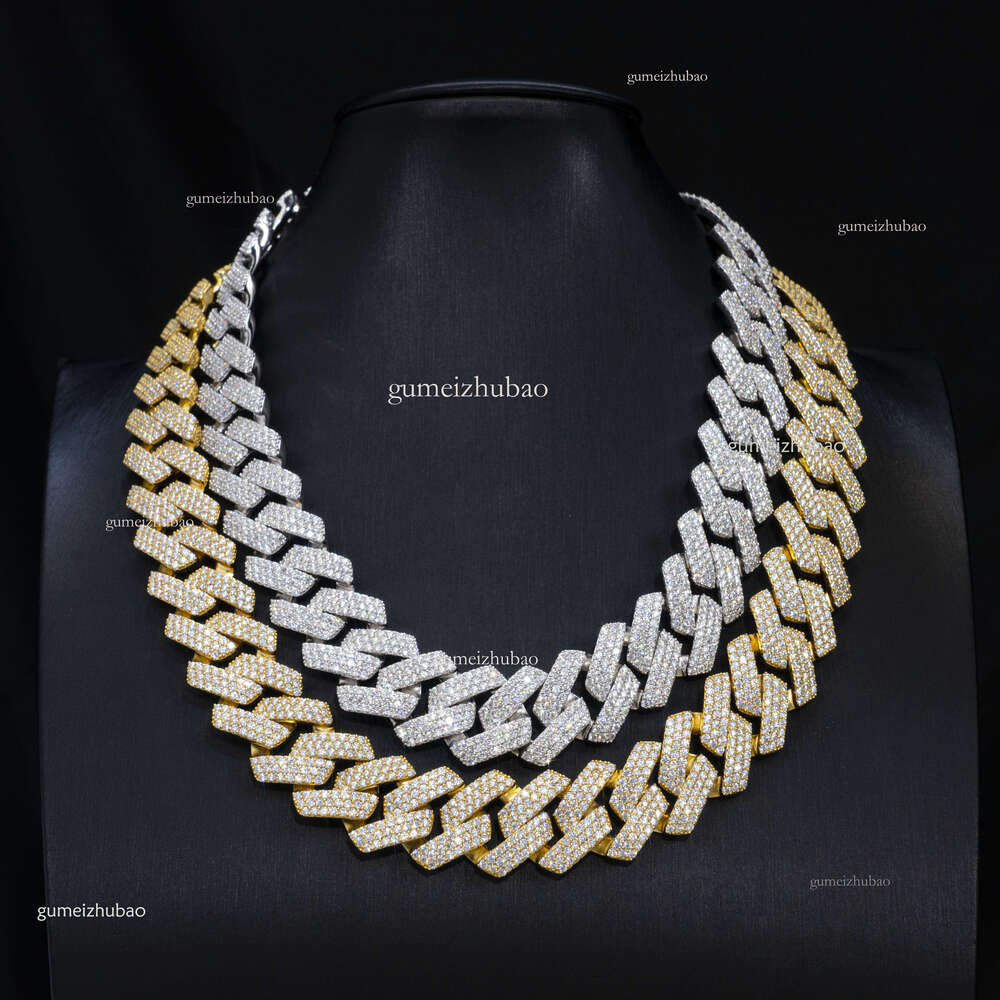 in Stock Sier Hip Hop Jewelry VVS Moissanite Cuban Chains with Certificate Wholesale Bulk Inverse Necklace