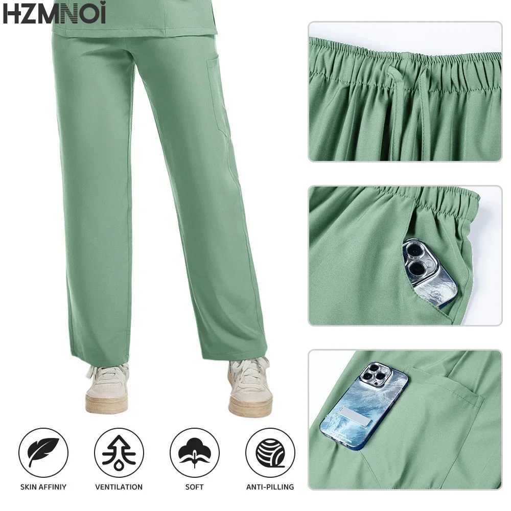 Medical Uniform Elastic Scrub Set Hospital Surgical Scrubs Tops Pants Nurse Nursing Workwear Doctors Clothes Medical Accessories X250410