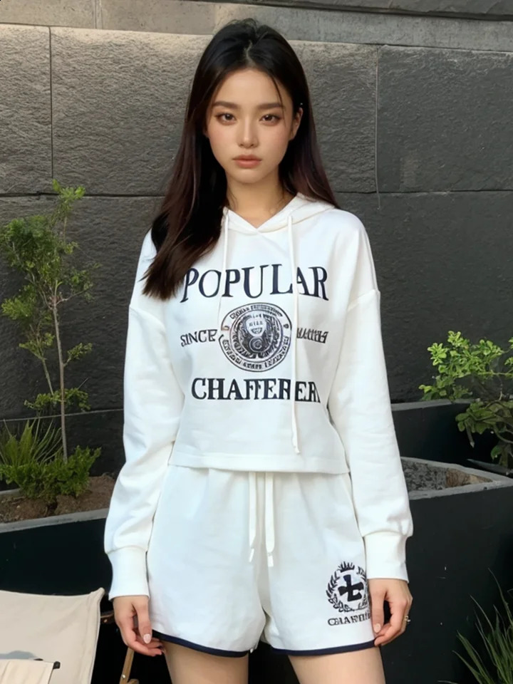 Musebree Womens Casual Sports Hoodie Shorts Letter Printed Top Dress Summer Clothing 250411
