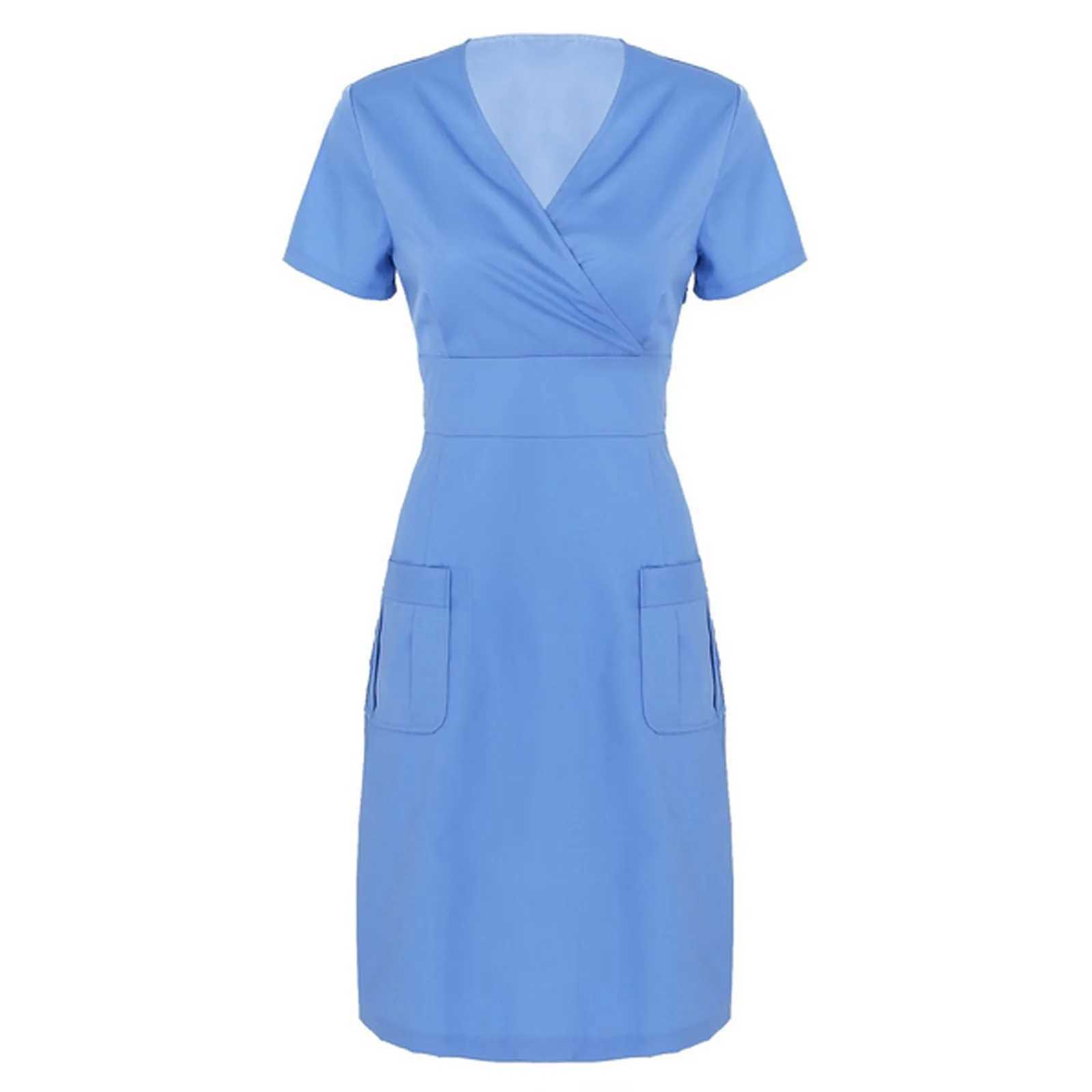 Nurse Uniform Dress Womens Short Sleeve Pharmacy Work Uniform Dress Medical Care Womens Leisure Care Shampoo Spa Dress X250410