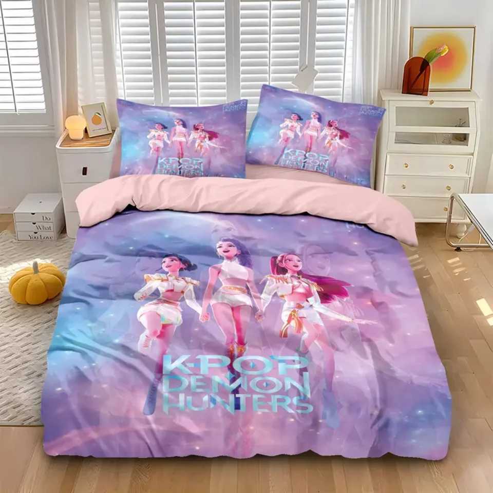 KPop D-Demon Hunters Bedding Set Single Halloween Costume Bedding Set - 2-3 Piece Comforter Quilt Duvet Cover Case Sets H251111