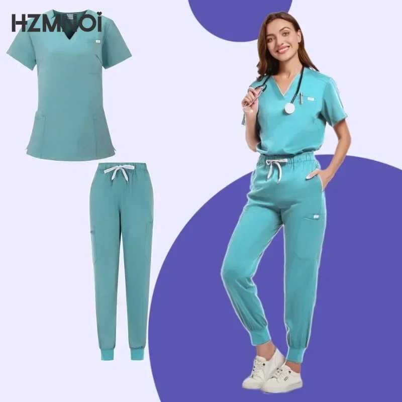 Surgical Uniforms Woman Scrub Set Medical Nurse Beauty Sn Workwear Clinical Scrubs Top Pants Spa Doctor Nursing Clinical Suit X250410
