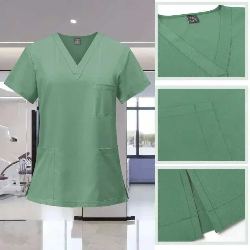 Medical frosted nursing surgical gowns high-quality elastic frosted medical care solid color uniforms workwear unisex styles X2504101