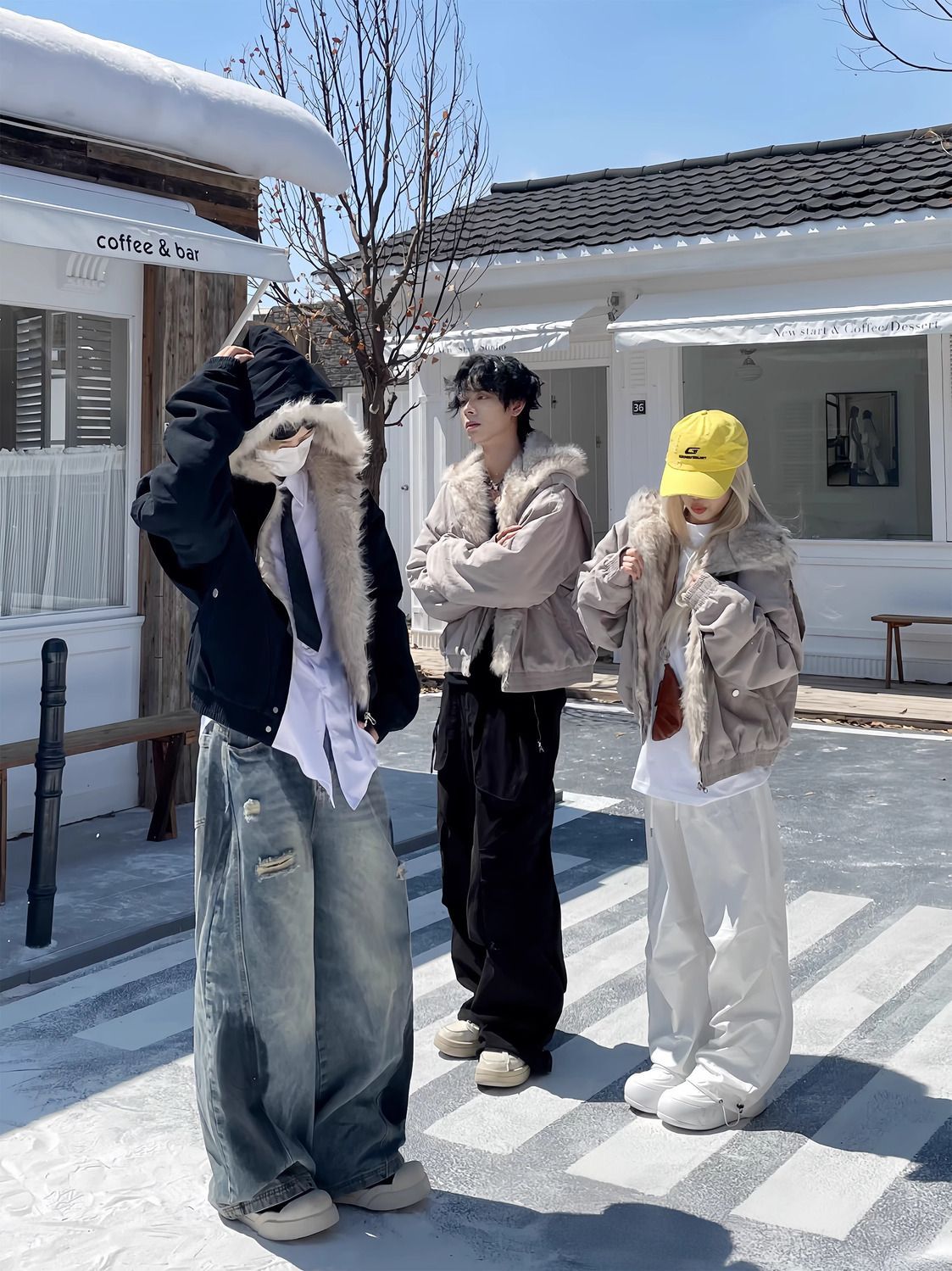 Men's Faux Fur Zip Jacket Y2k Collar High Quality Fashion Design Pullover Harajuku Casual American Warm Thicken Cardigan Coat Parkas