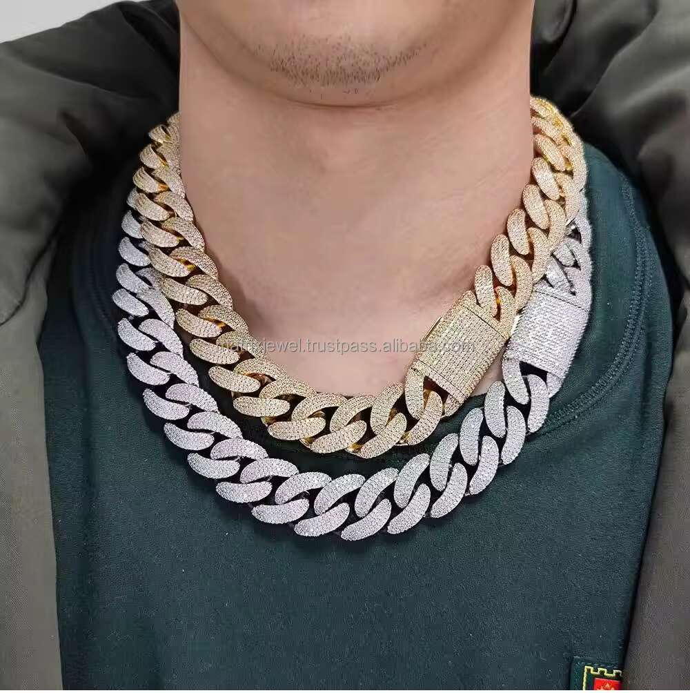 Exclusive Hip Hop Fashion Trendy 12mm Vvs Round Moissanite Diamond Cuban Link Chain at Best Prices From India