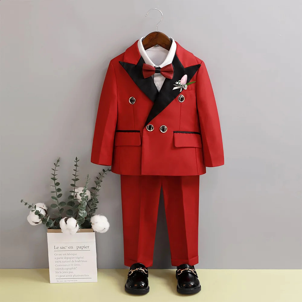 Children Boy White Wedding Suit Kids Suit For Boys Elegant Formal Suits For Children 4 To 10Y Kids Boy School Uniform Blazer Set 250410