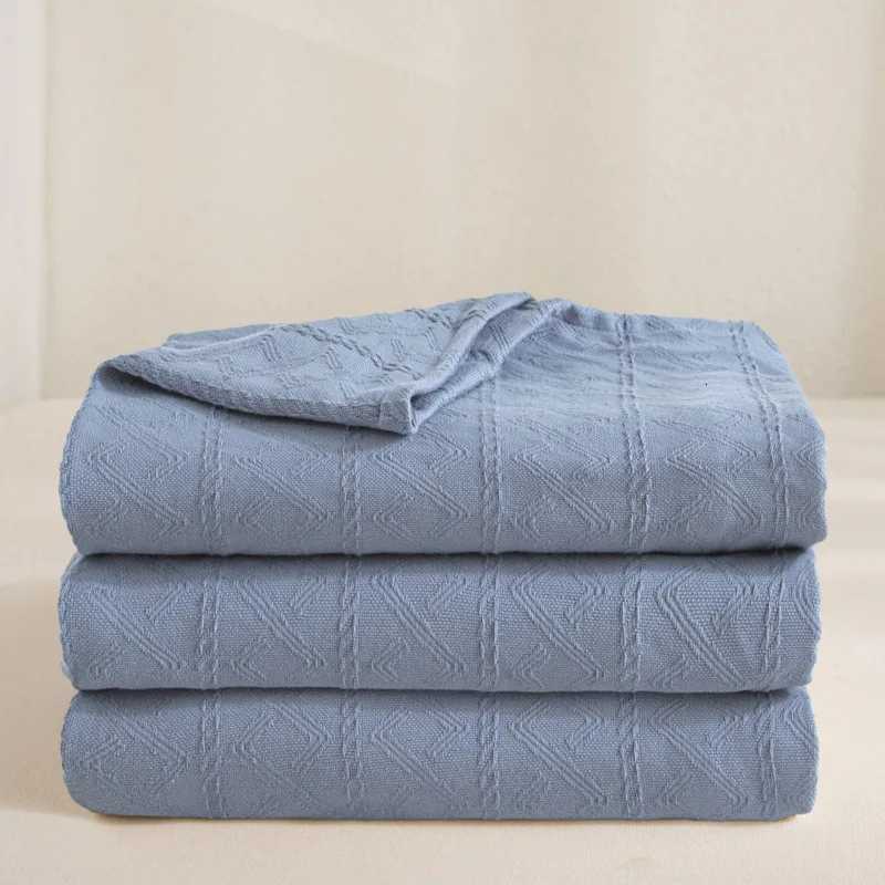 2025 new solid color simplicity cotton towel quilt pure cotton summer towel blanket nap air conditioner blanket C251111