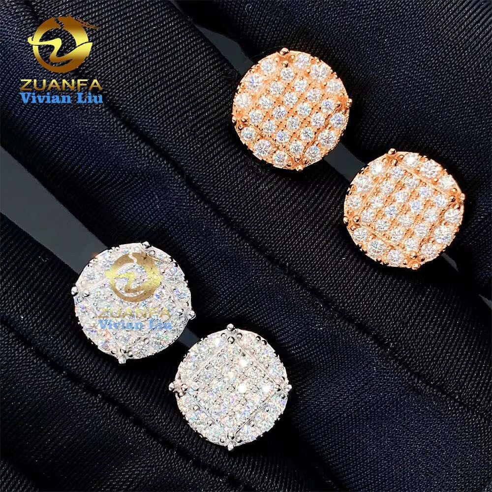 Factory Price Sterling Silver Custom Luxury Diamond Jewelry Fashion Jewelry Vvs Moissanite Stud Earrings