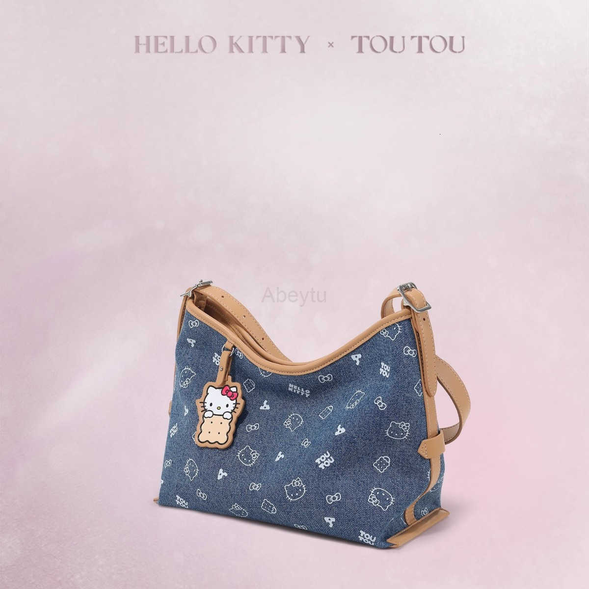 Sanrio TOUTOU Hello Kitty Collaboration Hello Kitty Hello Kitty Denim Tote Bag Large Capacity Underarm Bag H251111
