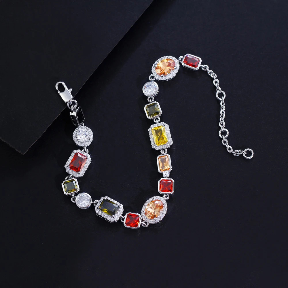 Pera Gold Color Multicolor Cubic Zirconia Adjustable Link Chain Bracelets for Men and Women Hip Hop Style Jewelry B268 250408