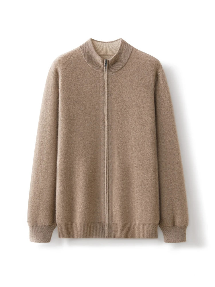 TLOML High Quality Mens 100 Cashmere Sweater Mock Neck Autumn Winter Thick Zippers Cardigan Doublesided Jacket Knitwear Tops 251030