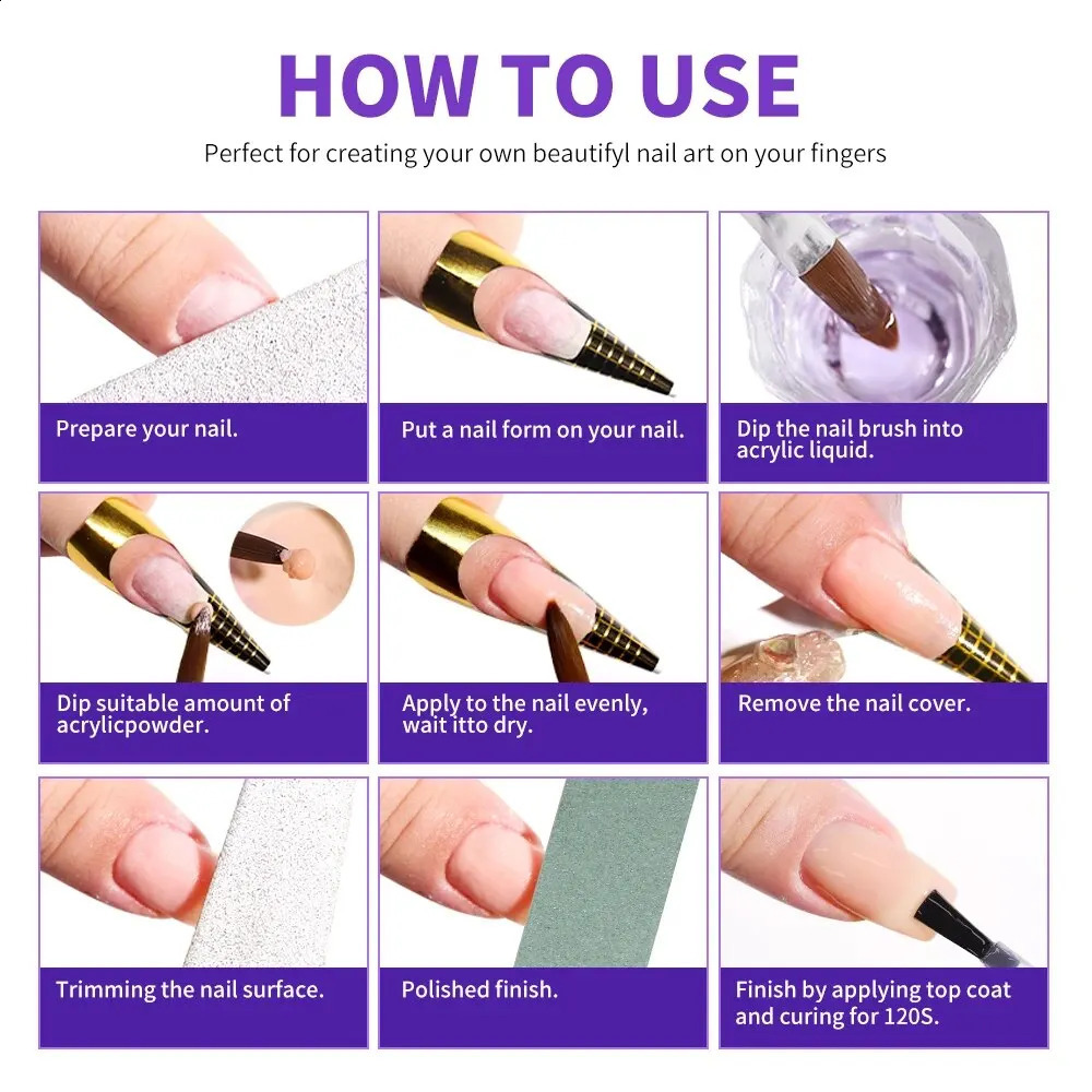 120ml240ml Acrylic Liquid Crystal Nail Supplies Comes With Professional Dipping Carving Nail Art Extension Acrylic Powder Brush 250410