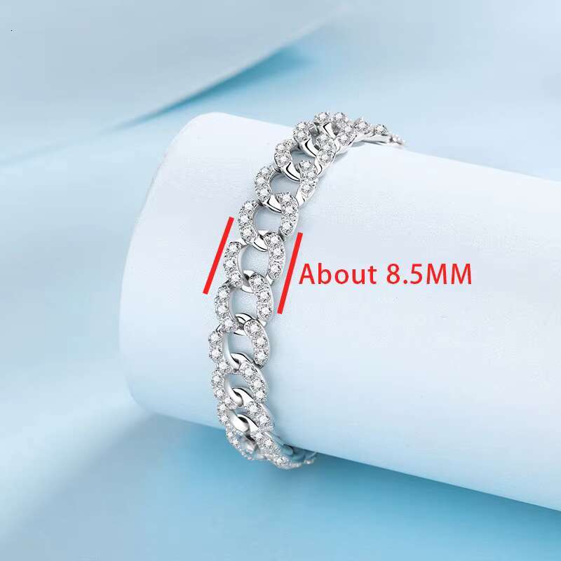 Wholesale Jewelry Moissanite Diamond Men Cuban Chain Fashion Bracelet Gold-plated Delicate Sterling Silver Hip Hop Bracelet