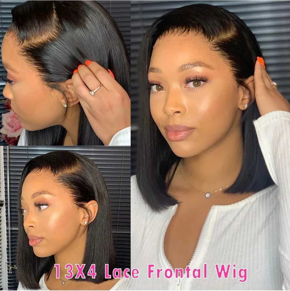 Short Straight Bob Wigs Human Hair 13x4 Bob Lace Front Wigs 180 Densit 12 Inch Brazilian HD Lace Frontal Wig For WomenT251111