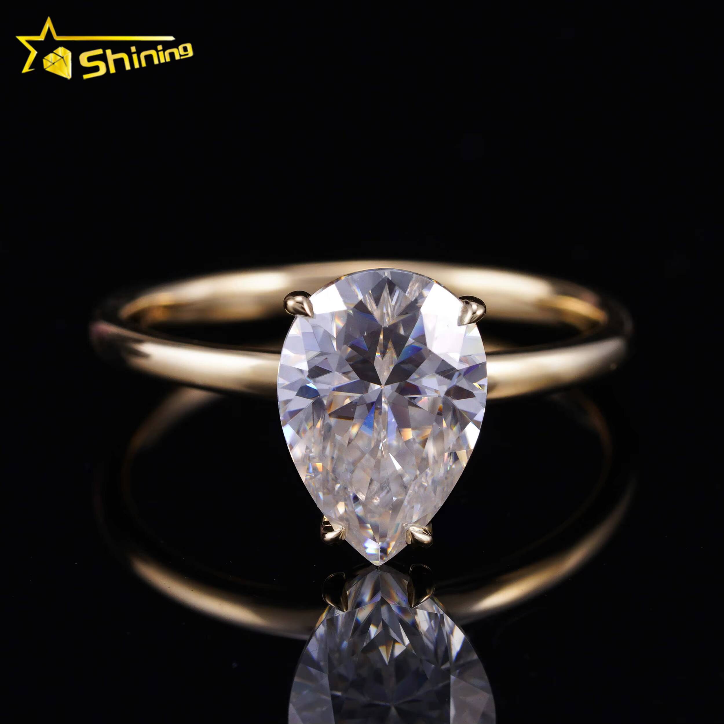 Pass Diamond Tester 14K Solid Gold Moissanite Engagment Ring Custom Women Diamond Wedding Rings