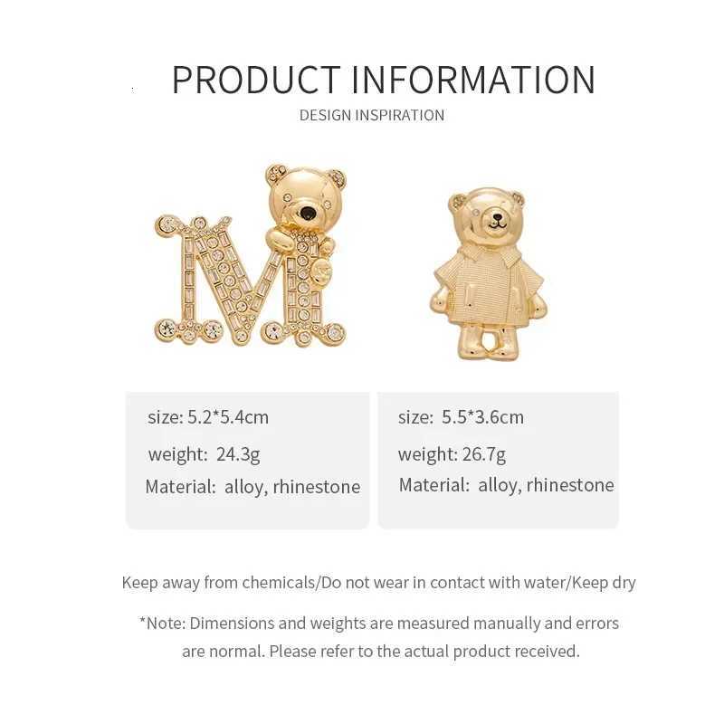 Luxury Teddy Bear Brooches Pins for Women Men Luxury Rhinestone Brooch Personality Geometric Golden Metal Pins Suit Accessories Y251111