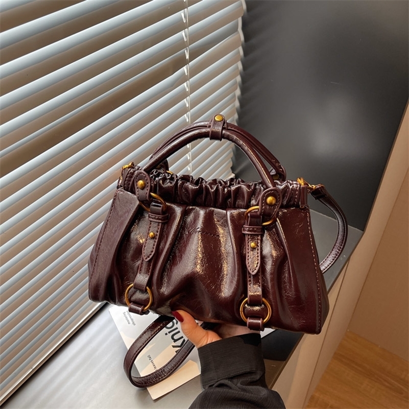 JY1512 Retro Pleated Hand-Held Dumpling Bag for Women Autumn and Winter Style High-End Single Shoulder Crossbody Bag 251110