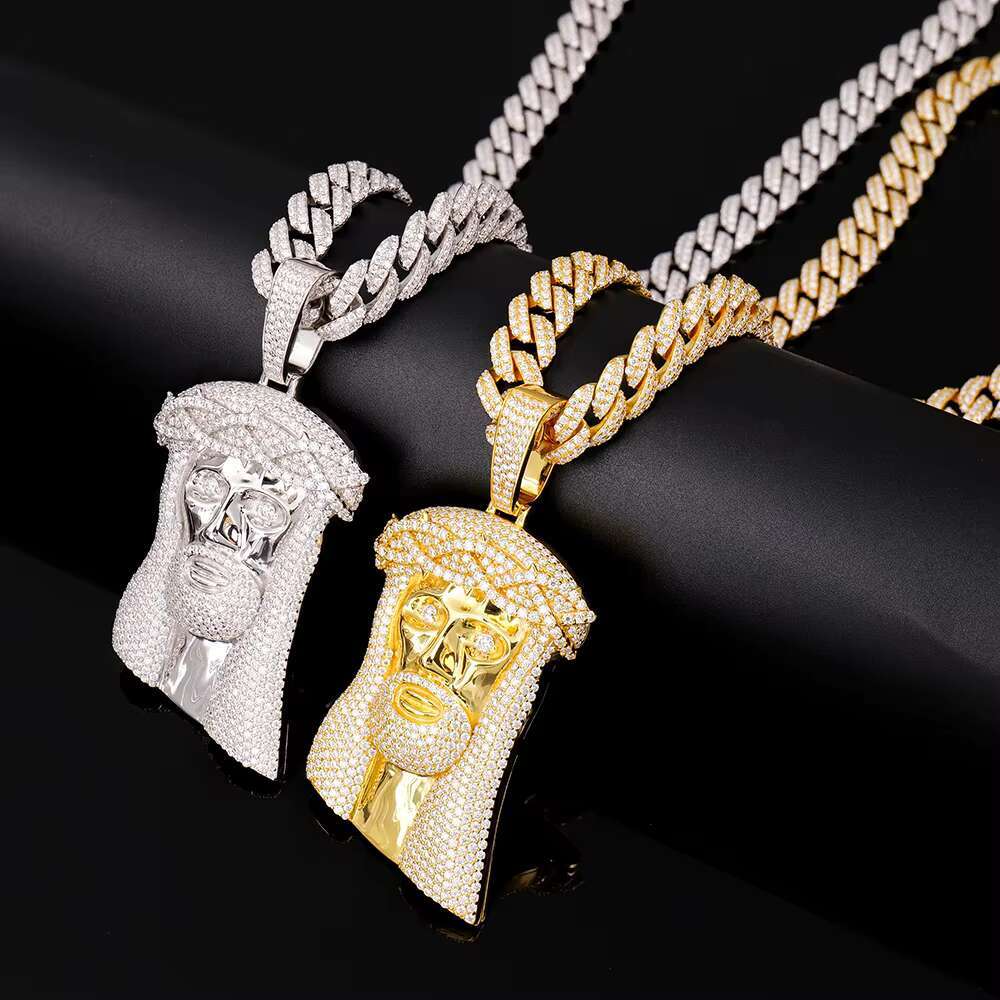 Custom Mens 925 Sterling Silver Big Jesus Pendant Hip Hop Style Ice Out Moissanite Silver Yellow Gold Plated Fine Pendants