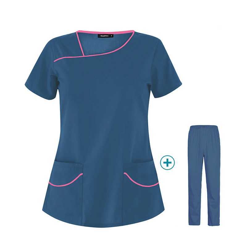 S-2XL Short Slve Medical Nursing Uniform Doctor Come Sn Clinic Working Health Care Services Suits Blouse X2505281
