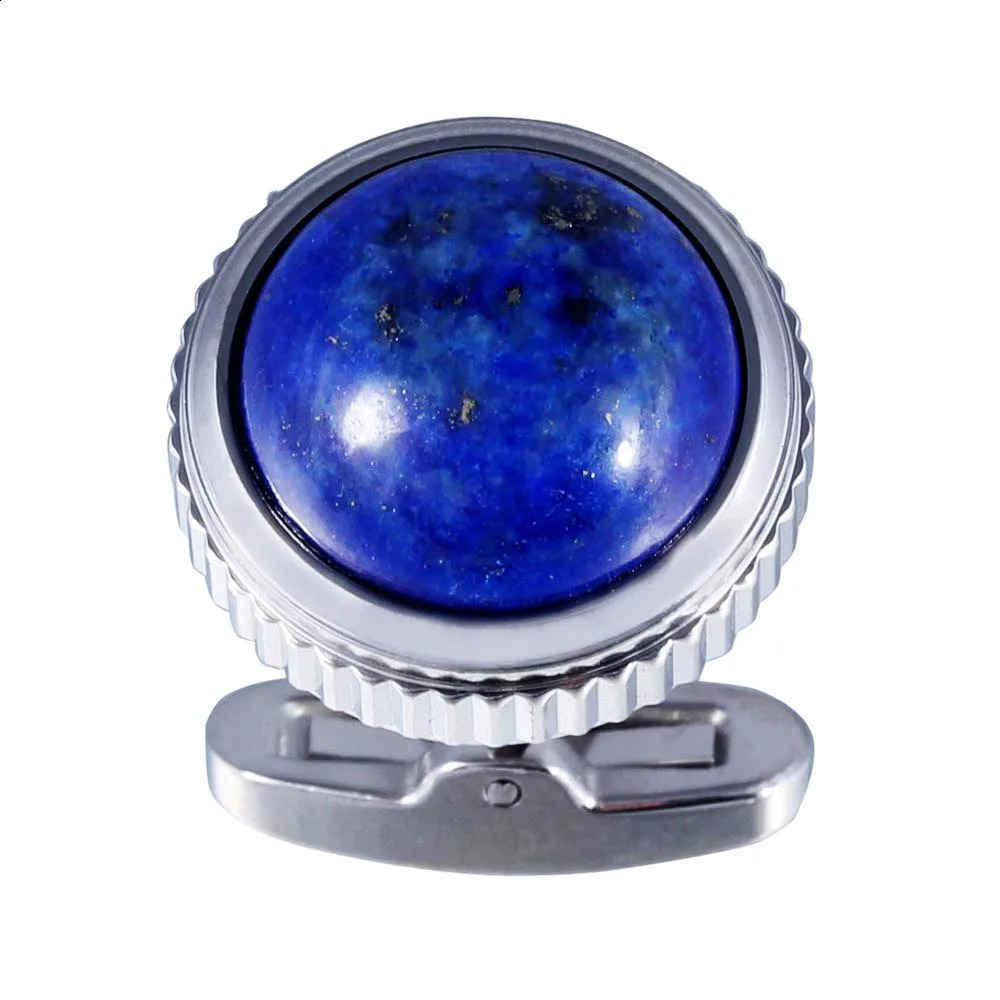 Natural lapis lazuli high-heeled steel cufflinks 250409