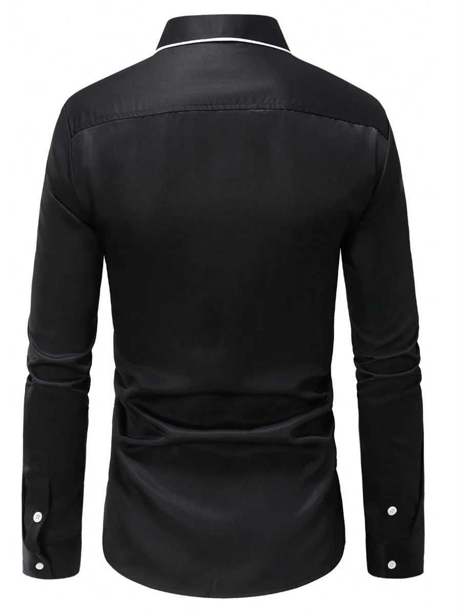 2024 Fashion Lapel Long Sleeve Mens Shirt Simple Casual Mens Street Dance Shirt European Size 5XL Fast Shipping Printed Shirt K251110