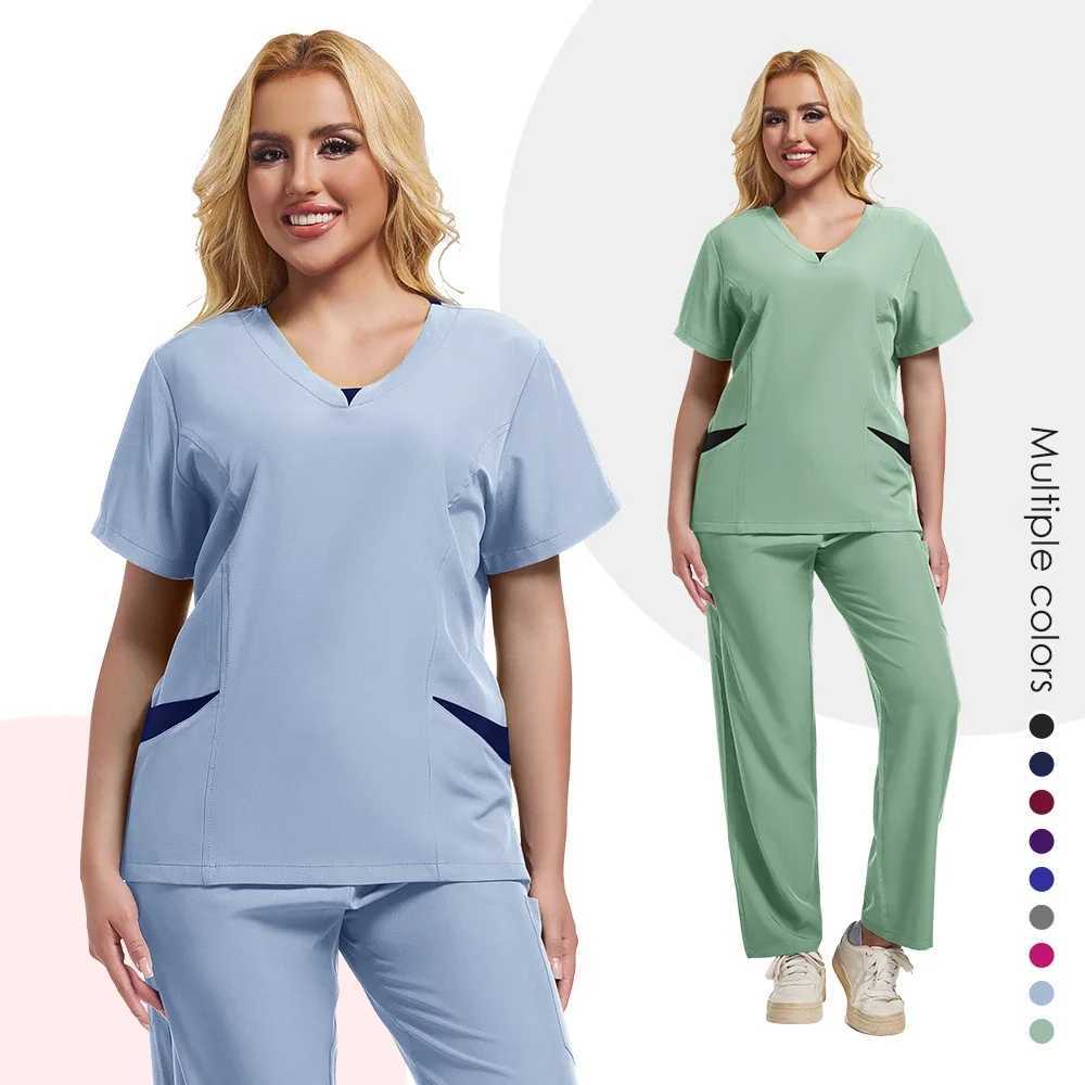 Medical Scrubs Sets Women Hospital Tops Pant Surgical Gowns Nurse Accesssories Dental Clinic Beauty Sn Spa Workwear Clothes X250410