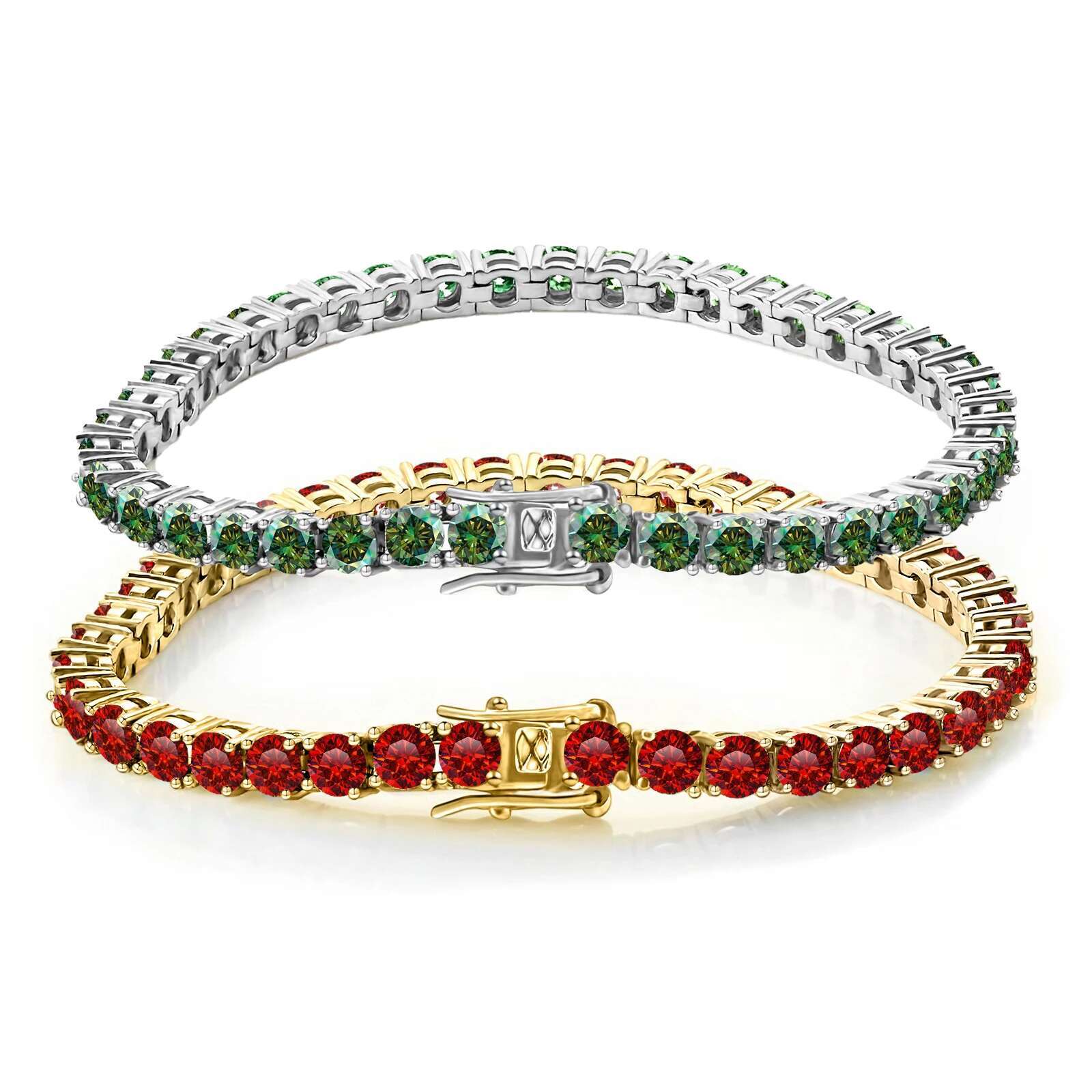 3MM Green Moissnaite Tennis Bracelet for Women GRA Certificate Red Laboratory Diamond Bracelet S925 Silver Wedding Jewelry Gift