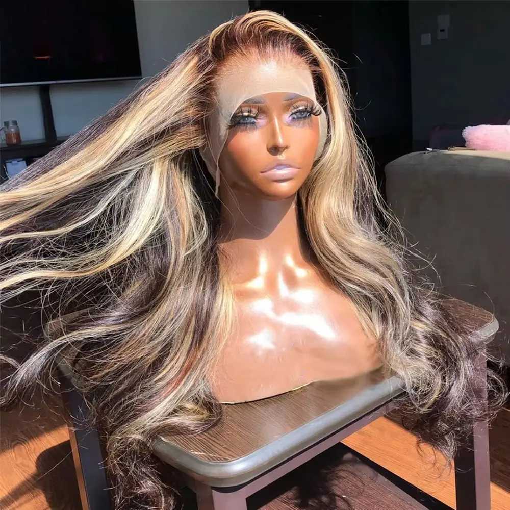 P4/27 Honey Blonde 360 Full HD Lace Frontal Wig 30 Inch Straight Lace Front Wigs Highlight Glueless Wig Human Hair Pre PluckedT251111