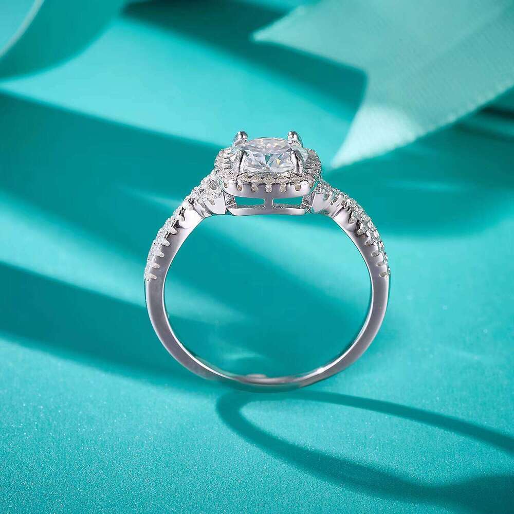 Premium Jewelry GRA Certified 1ct Diamond 925 Sterling Silver 6.5mm Round Cut VVs Inlaid with Sandstone Women's Ring