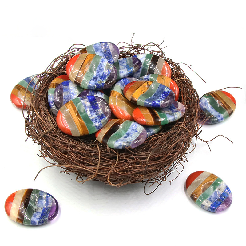 Seven-color Thumbstone, Natural Crystal, Half-Concave Thumbstone, Massage and Manipulation Board, Forgetfulness Stone, Seven-color Stress Relief Stone