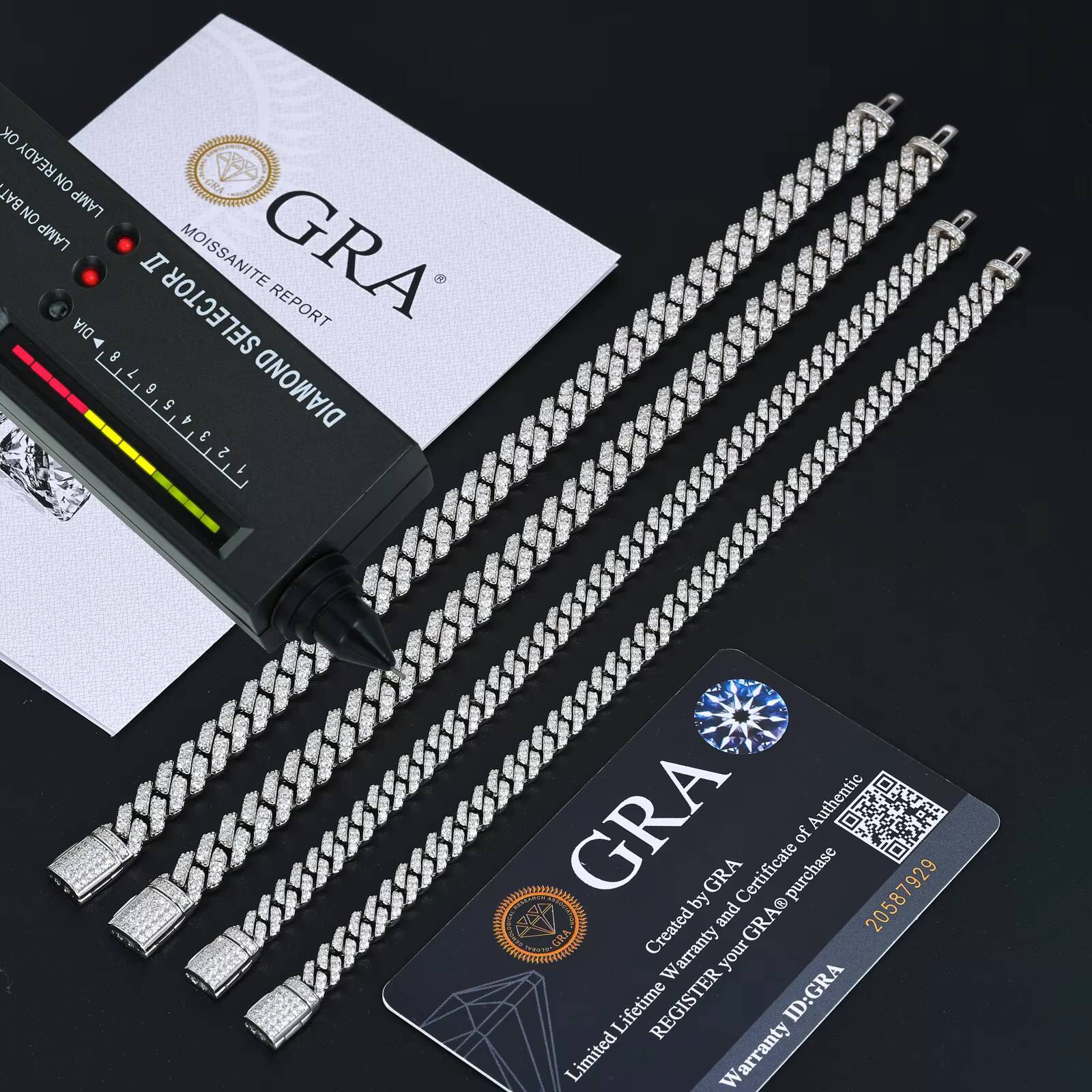 Rappers Hip Hop Jewelry 8mm White Gold 925 Sterling Silver VVS Moissanite Iced Out Cuban Link Bracelet for Men Women