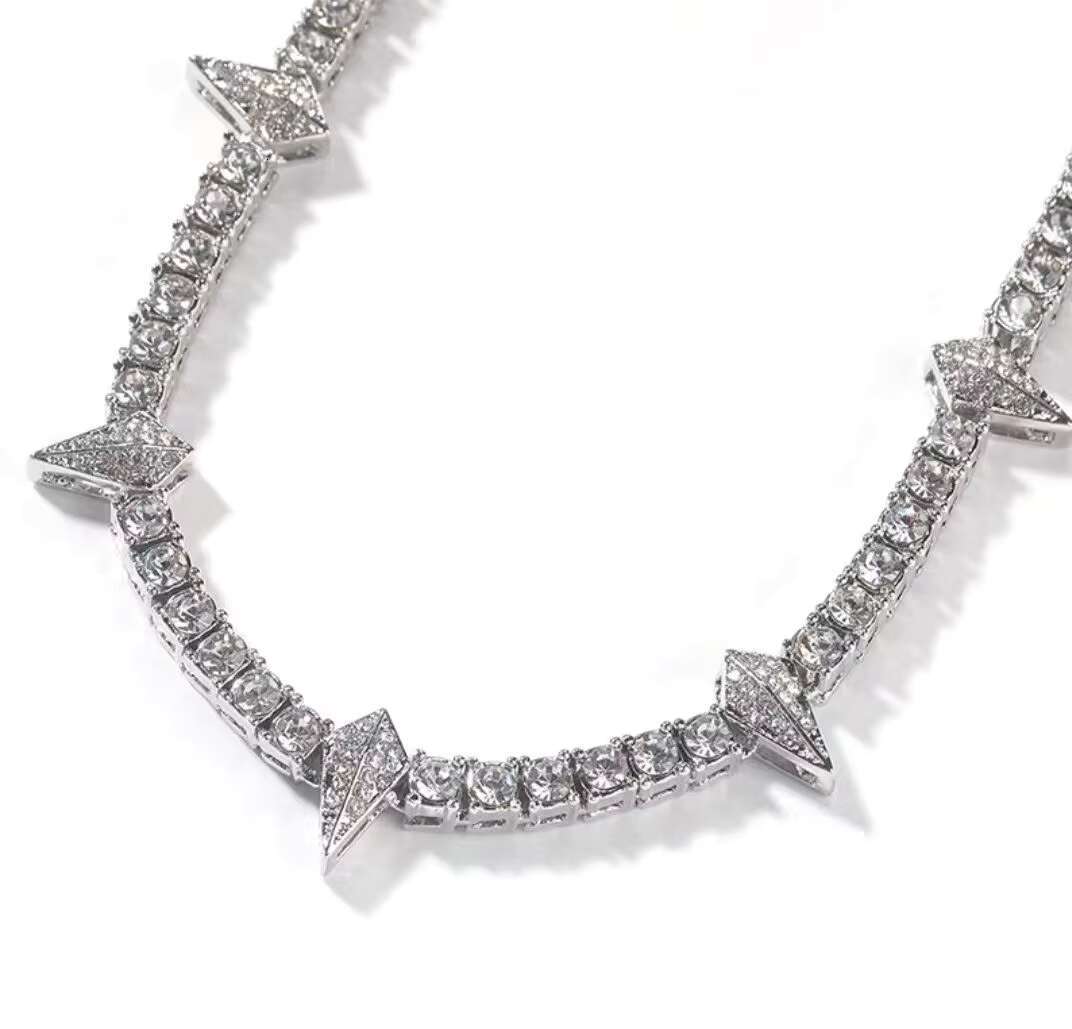 Custom Jewelry High Quality S925 Sterling Hiphop VVS Moissanite Diamond Tennis Link Chain