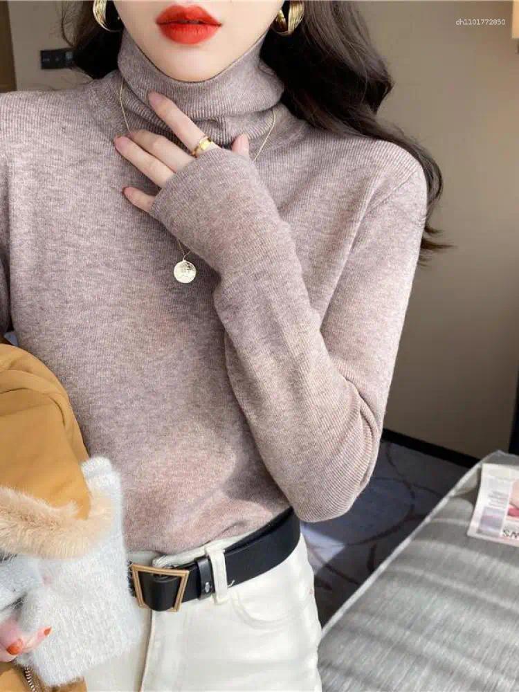 Women's Sweaters Autumn Winter Basic Slim Soft Solid Color Turtleneck Sweater Pullover Women Casual Long Sleeve Chic Bottom Knitted