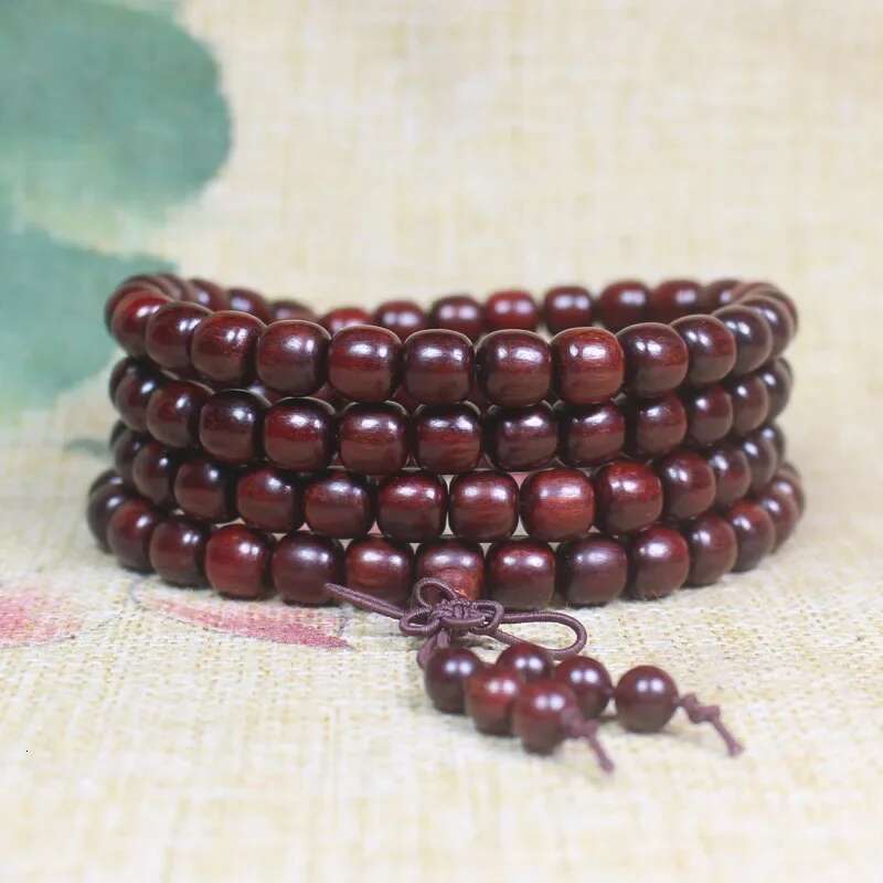 Red Sandalwood Old Type Bracelet 108 Small Leaf Rosewood Beads