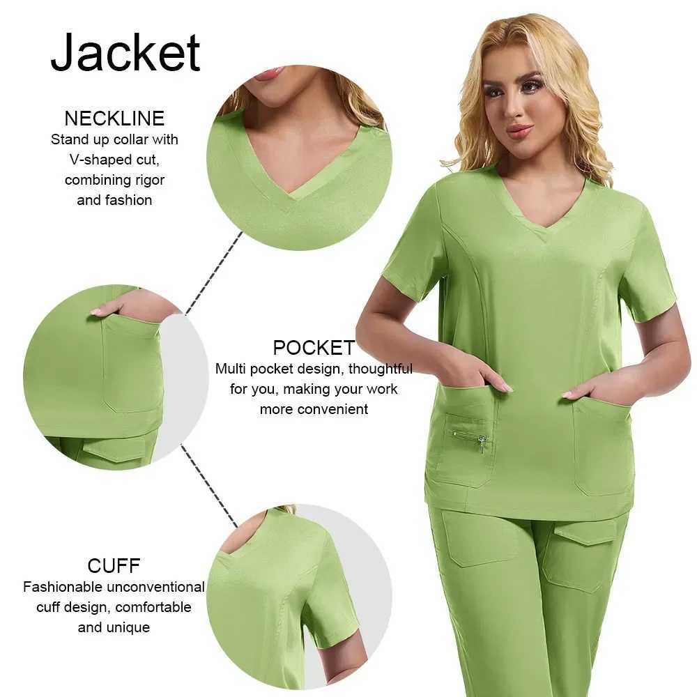 Professional Hospital Work Uniforms Unisex Quick-drying Minimst Pocket Scrubs Sets Surgical Tops Pants Nurse Medical Uniforms X250410