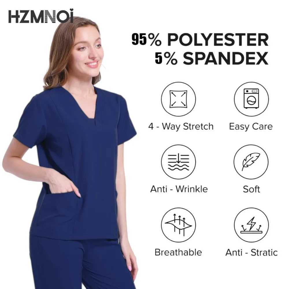 Nursing Scrubs Women Uniforms Pet Grooming Scrub Set Short Slve V-neck Top and Pants Doctor Suits Medical Surgery Work Clothes X250410
