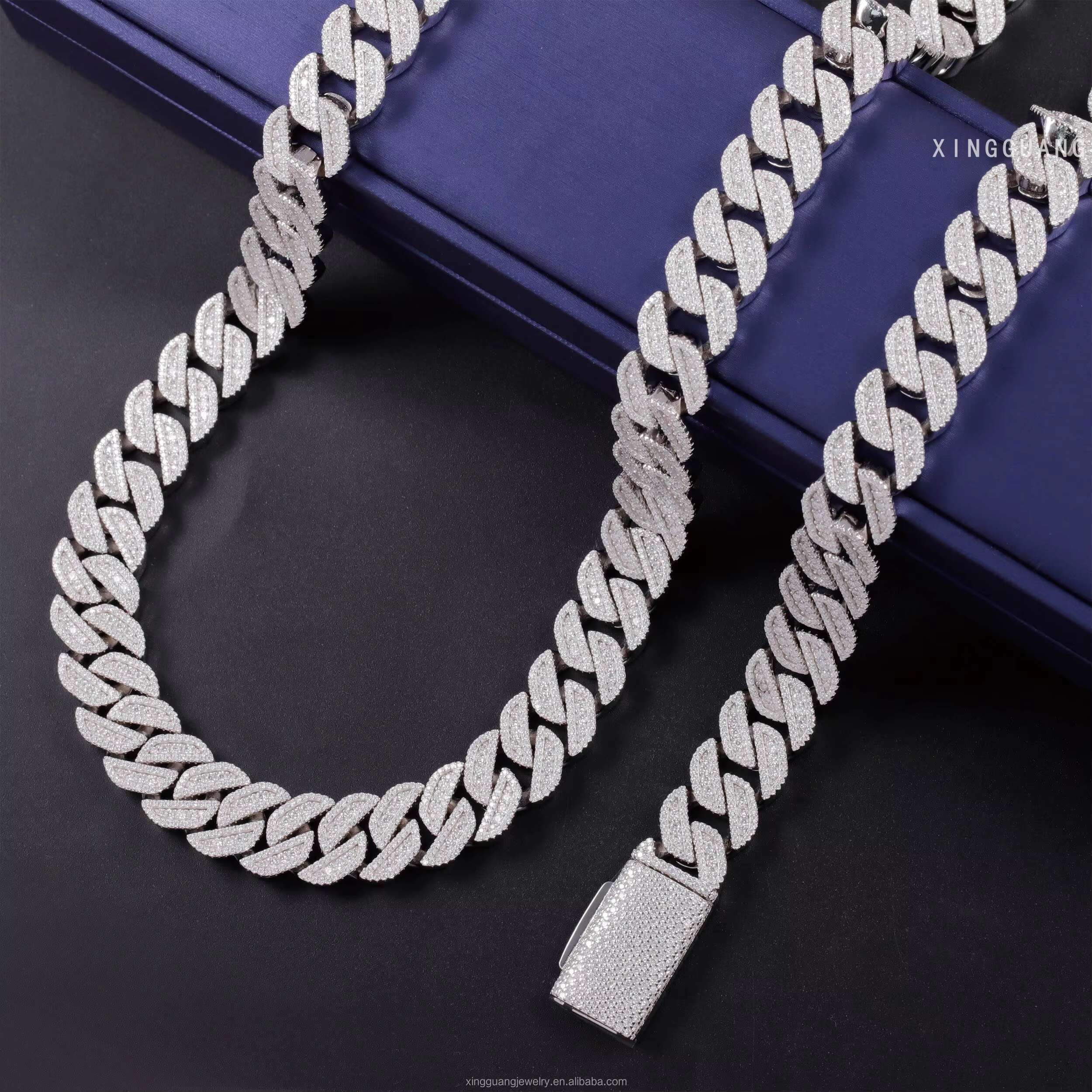 Hip Hop Rapper Moissanite Cuban Bracelet 13mm 15mm S925 Silver Bracelet for Men Women VVS Moissanite Diamond Cuban Bracelet