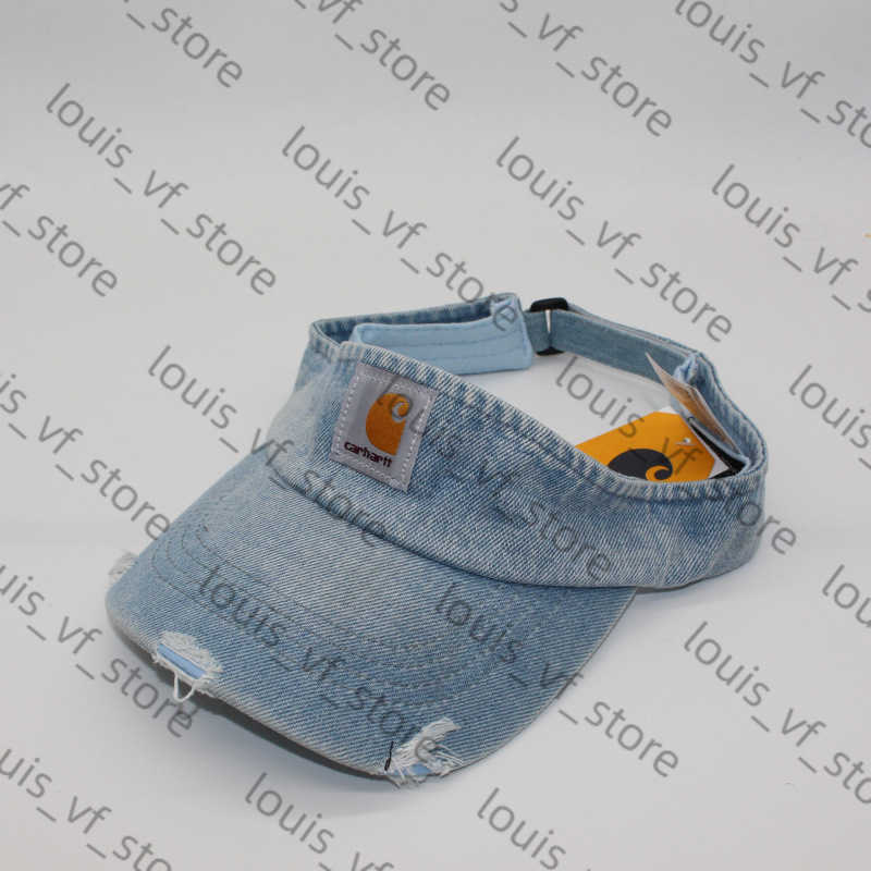 Washed Denim Distressed Hollow Top Hat Summer Sun Protection and Sunshade Versatile Simple Fabric Label Casual H250411