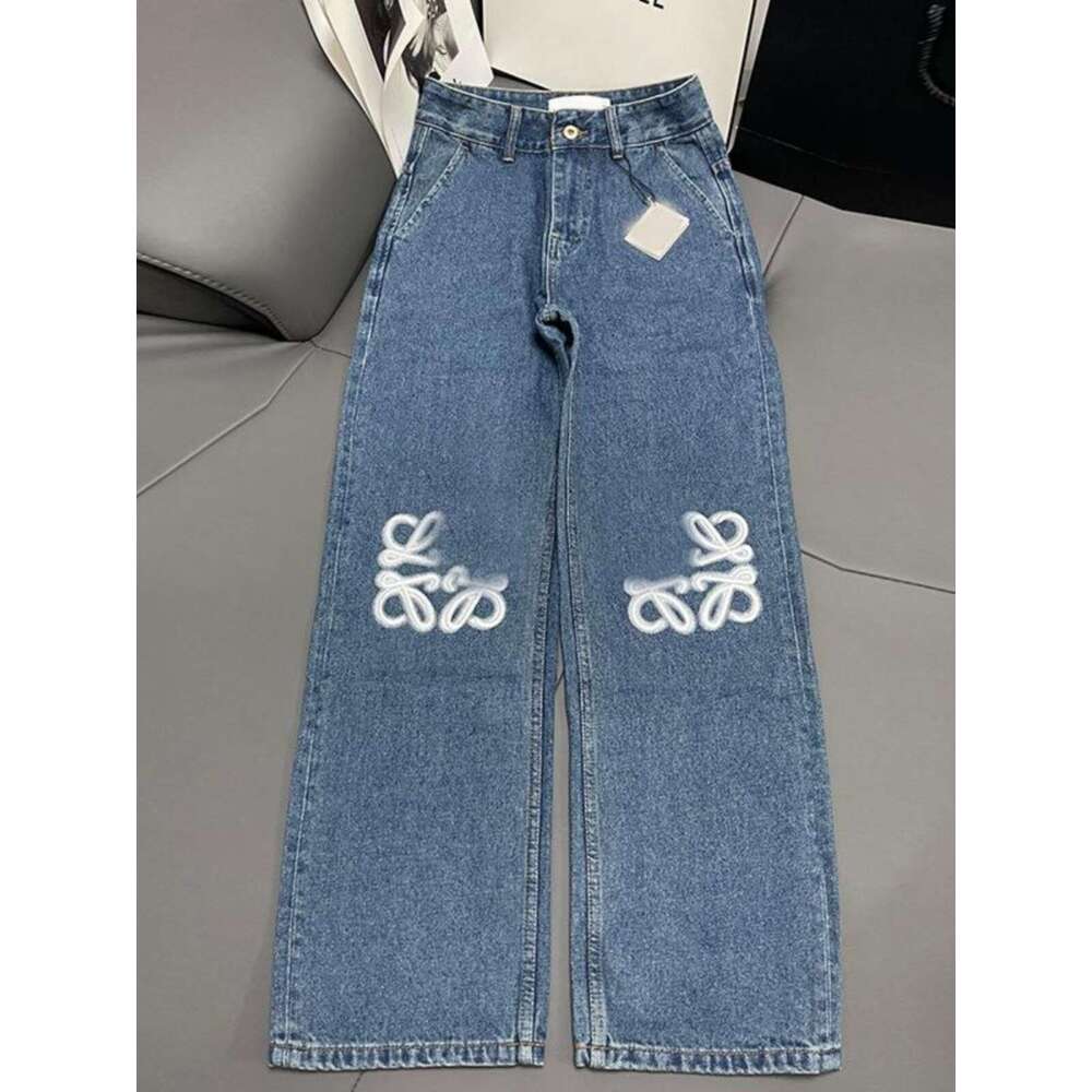 Women's jeans Women's Wear South Oil High Waist Straight Tube Wide Leg Jeans Women's Classic Pattern Embroidery 25 Niche Design Trendy 