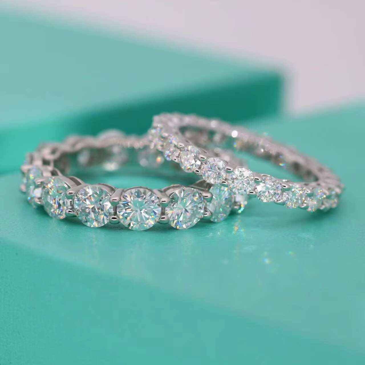 Wholesale 925 Sterling Silver Tennis Ring Princess Emerald Ice Eternity White VVS Mossanite Moissanite Hip Hop Style