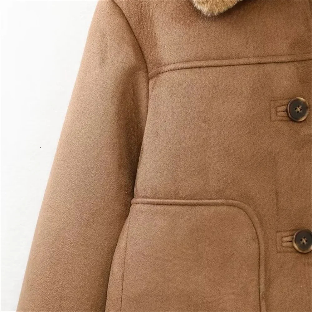 Autumn Womens Fashion Casual Suede Texture Effect Double sided Short Jacket Coat 251105