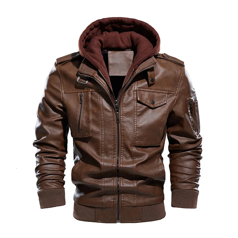 Winter Mens Leather Jacket Highquality Plush Thick Men Motorcycle Street Fashion Hooded Coats Clothing 3XL 251103