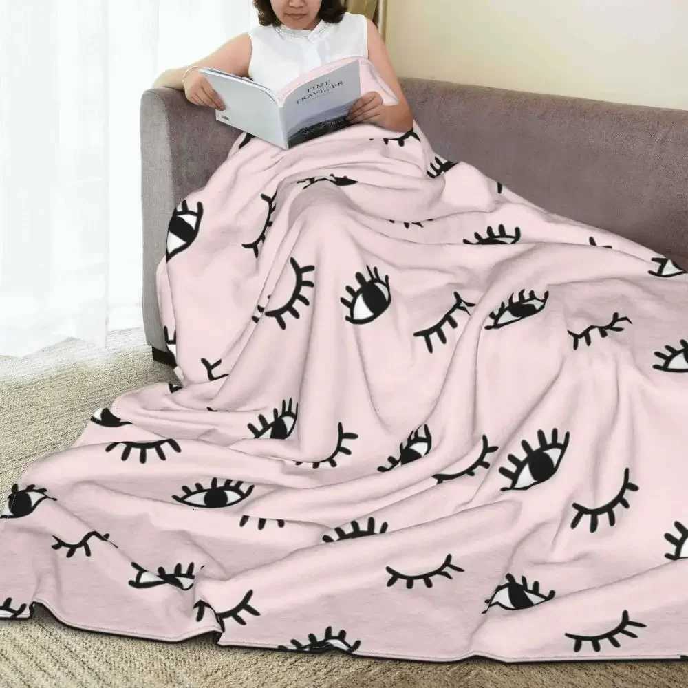 Eyelash Blanket Flannel Winter Open And Closed Eyes Multifunction Lightweight Throw for Bedding Travel Rug Piece Queen C251111