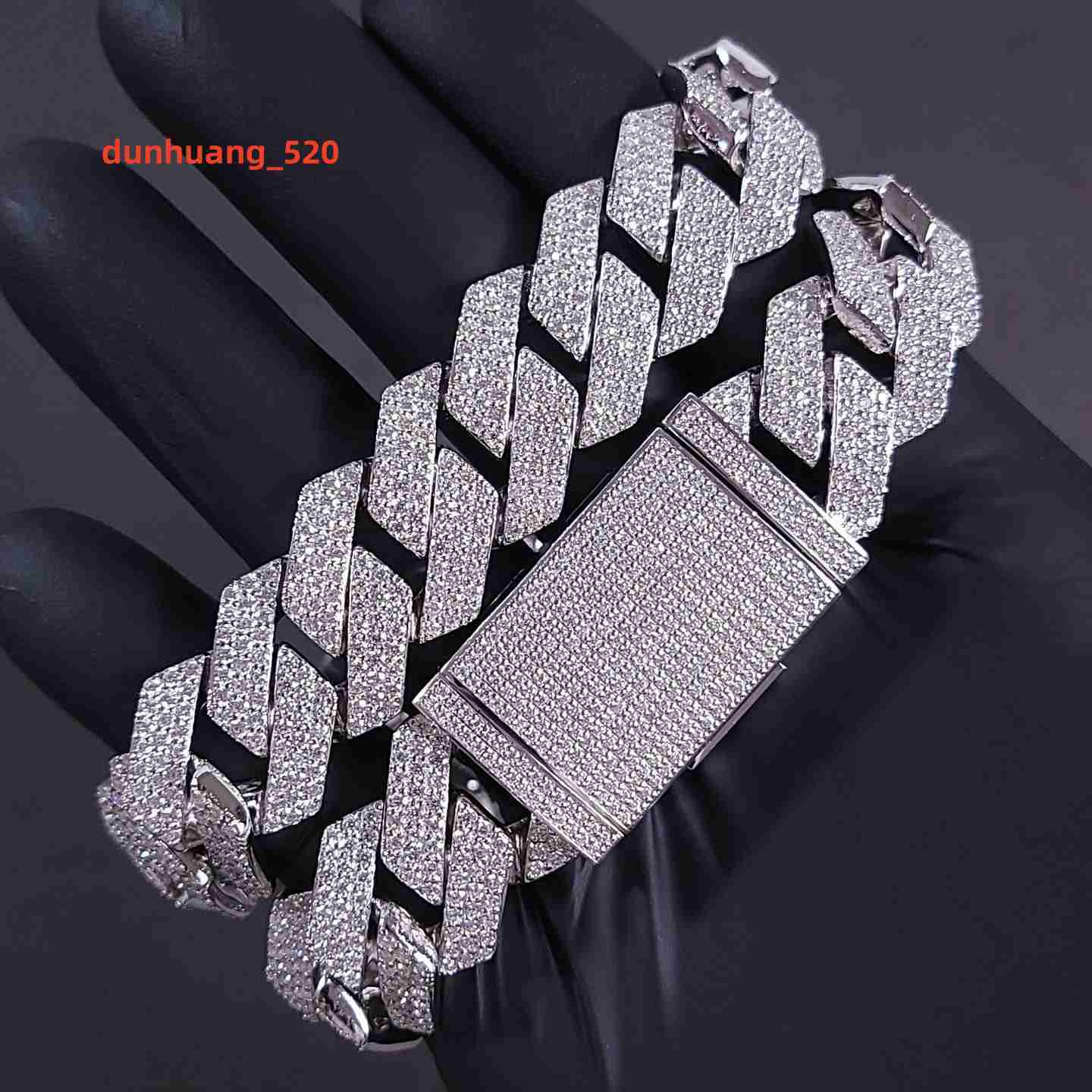 12mm 100% Handmade Setting 3 Row Vvs Moissanite Diamond Iced Out Cuban Link Chain 925 Sterling Silver Necklace