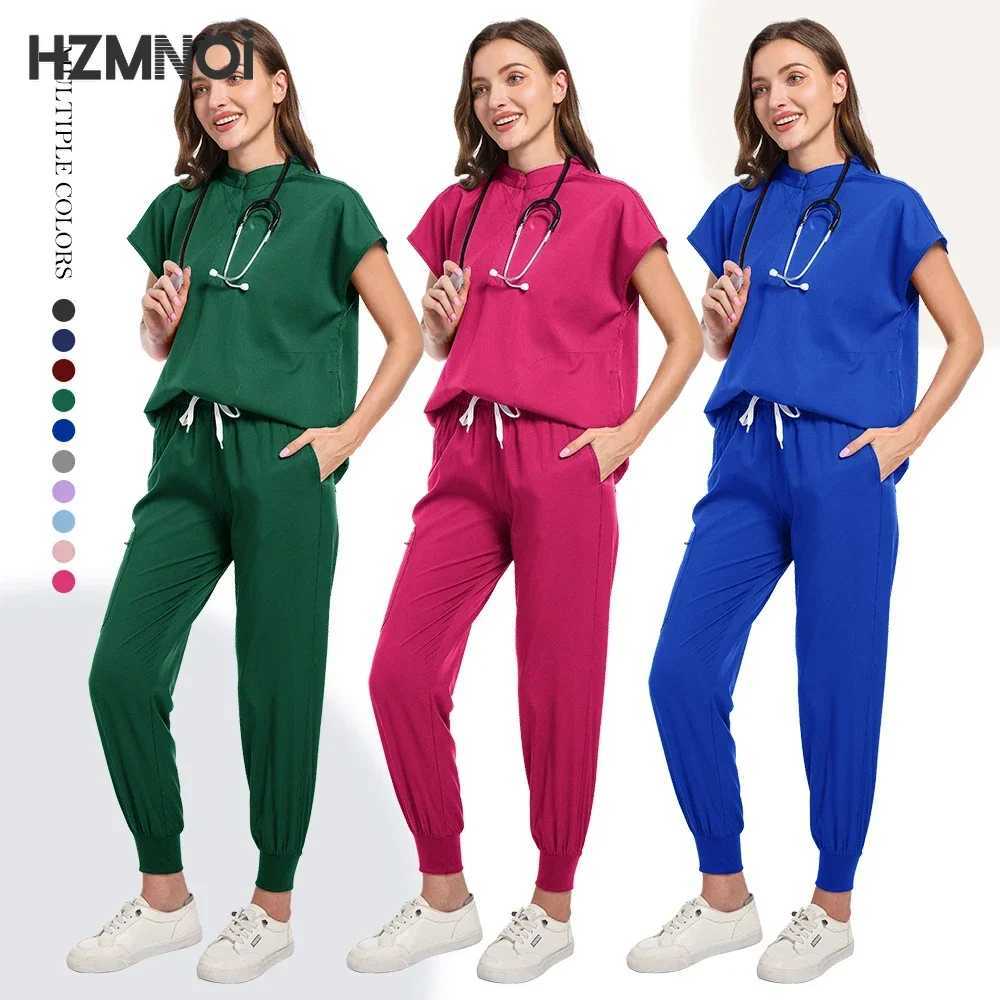 Scrubs Medical Uniforms Women Hot Selling Solid Color Nurse Doctor Uniform Unisex Veterinary Surgical Gowns Dental Scrub Set Men X2504101