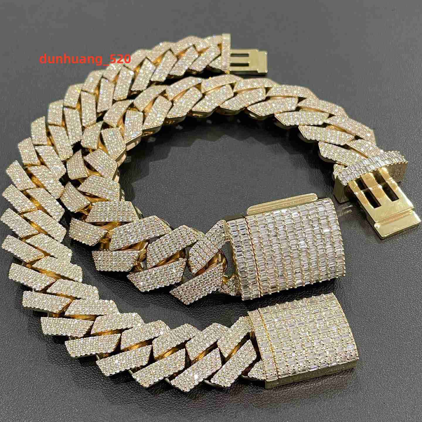 Hip Hop Rapper Jewelry 18mm Cuban Link Vs Moissanites 4rows Emerald Cut Moissanite Cuban Chain Link Bracelet