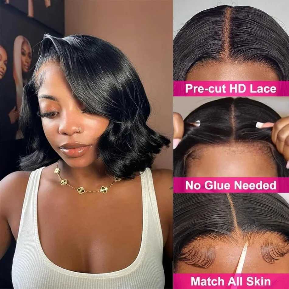 Bob Wig 5X5 Hd Lace Closure Wig Short Glueless Body Wave Human Hair Wigs 13X6 Hd Lace Wigs 220 Density 8 16 Inch For Black WomenT251111