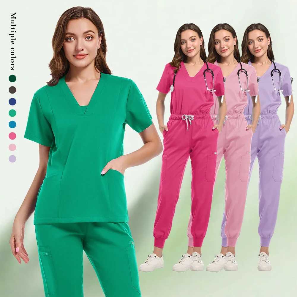 High-quty Thick Matte Fabric Operating Room Doctor Surgical Medical Care Set Pet Hospital Beauty Sn Nurse Work Uniform X250410