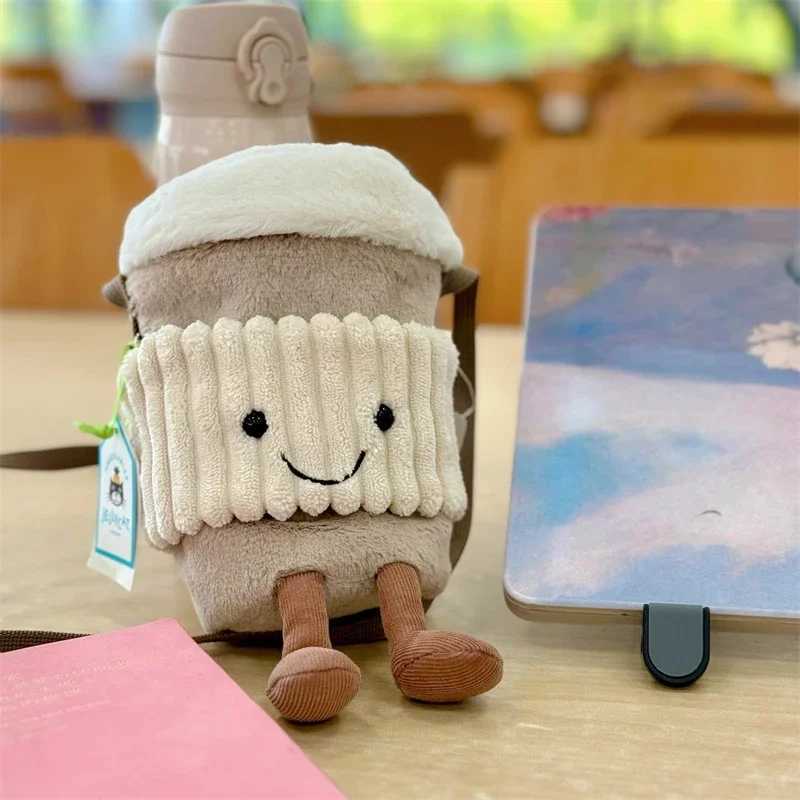 Jellycat Replica Cartoon Coffee Milk Tea Bag Pendant Plush Toy Keychain Doll Customized Cup Cross Bag Plush Womens Bag W250411